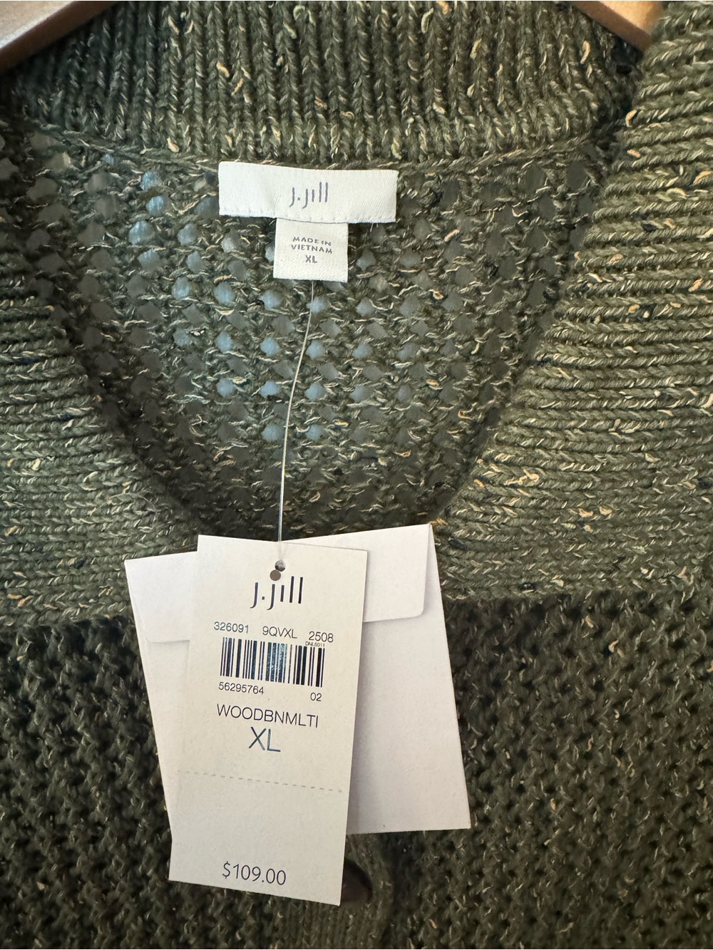 NWT XL J. Jill Olive Green Knit Button-Up Cardigan - Picture 3 of 7